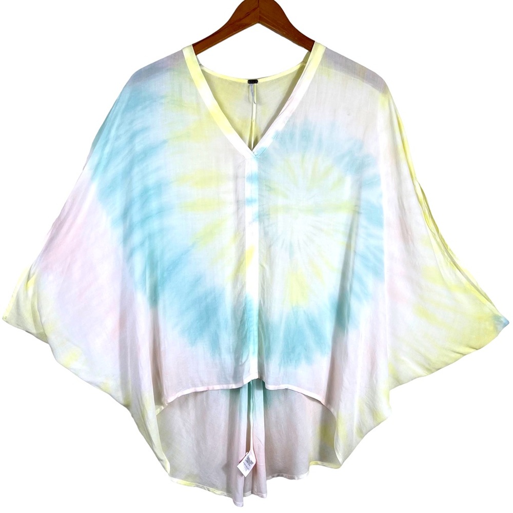 YOUNG FABULOUS & BROKE Tye Dye Lightweight Beach Cover Up Boho Bat Wing Boho Top